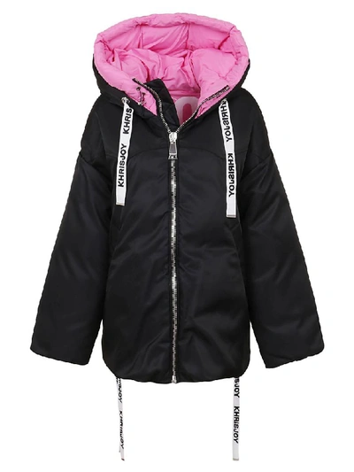 Shop Khrisjoy New Joy Puffer Jacket In Black & Fuchsia