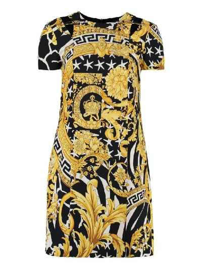 Shop Versace Viscose Dress In Gold