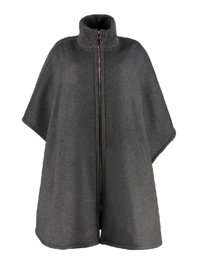 Shop Stella Mccartney Wool Cape Coat In Grey