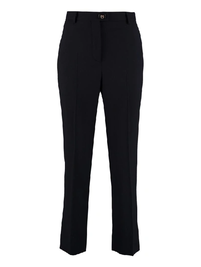 Shop Ferragamo Cropped Crêpe Trousers In Blue