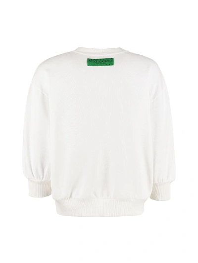 Shop Dolce & Gabbana Logo Detail Cotton Sweatshirt In White