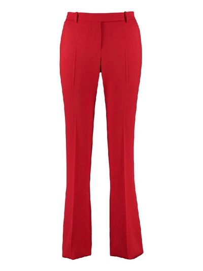 Shop Alexander Mcqueen Virgin Wool Tailored Trousers In Red