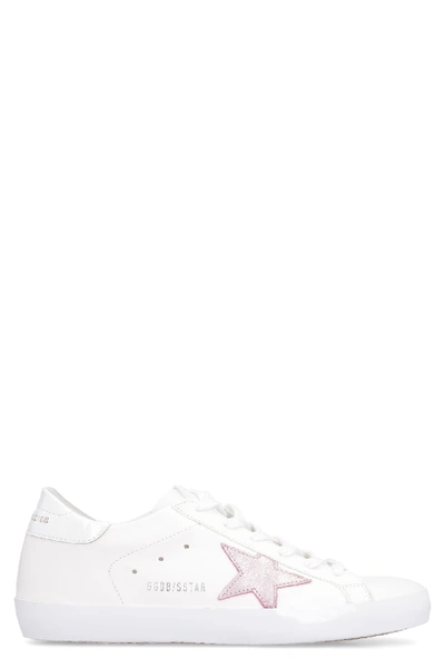 Shop Golden Goose Superstar Leather Sneakers In White