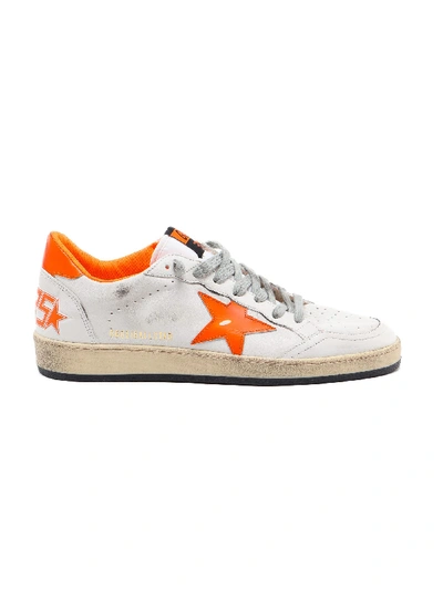 Shop Golden Goose Sneakers Ball Star In White/orange Fluo