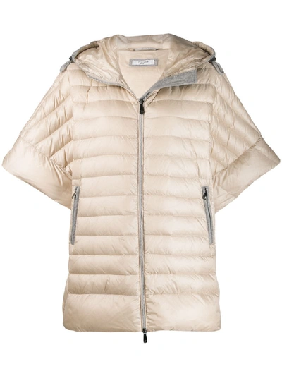 Shop Peserico Wide Sleeves Puffer - Neutrals