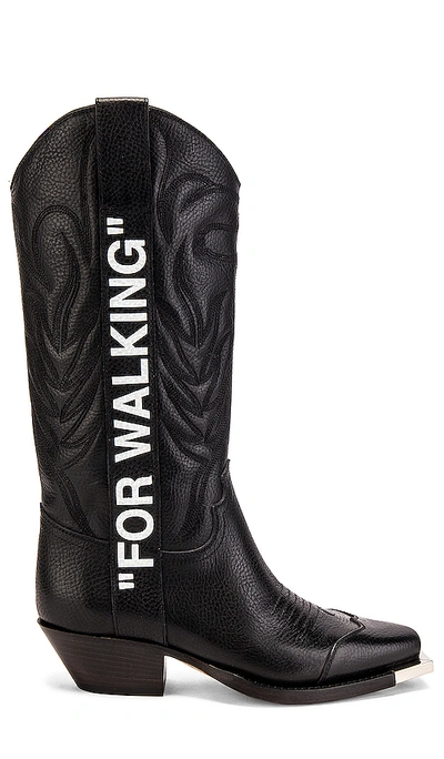 Shop Off-white "for Walking" Cowboy Boot In Black White