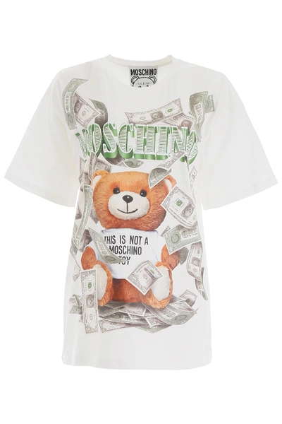 Shop Moschino Teddy Dollar T-shirt In White (white)