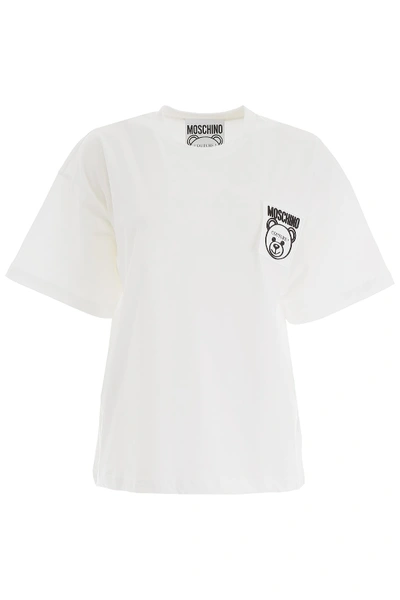 Shop Moschino Teddy Bear Patch T-shirt In White (white)