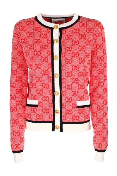Shop Gucci Knit Cardigan In Rosso