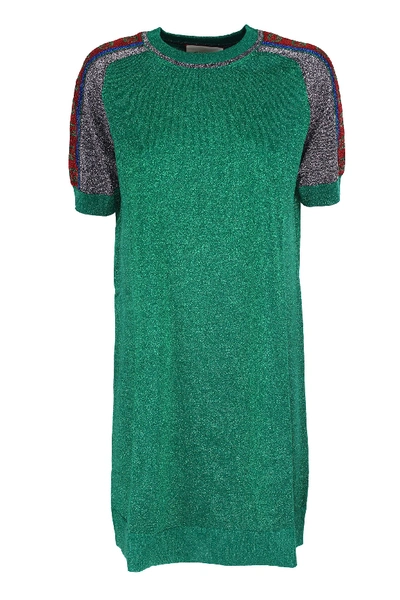 Shop Gucci Lamé Mini Dress In Verde