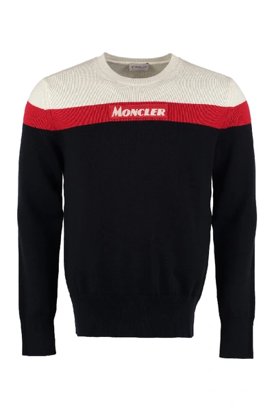 Shop Moncler Tricot-knit Wool Sweater In Blue