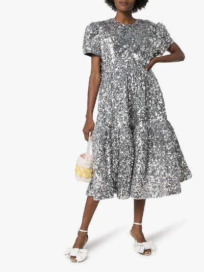 Shop Ashish Sequin Midi Dress In Metallic