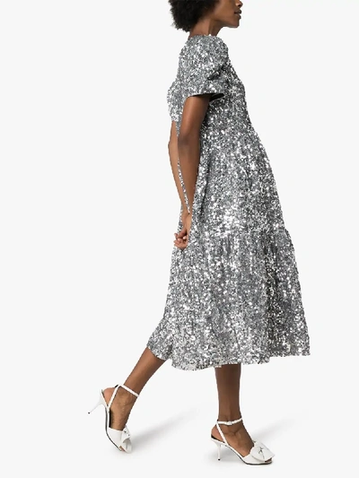 Shop Ashish Sequin Midi Dress In Metallic