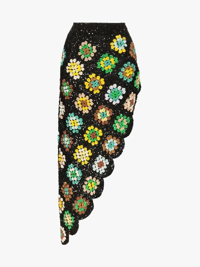 Shop Ashish Patchwork Crochet Asymmetric Skirt In Multicolour