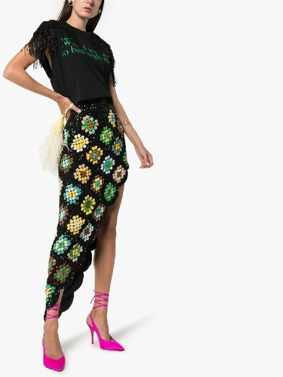 Shop Ashish Patchwork Crochet Asymmetric Skirt In Multicolour