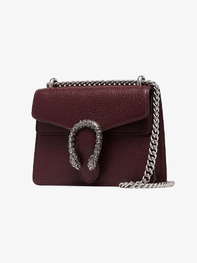 Shop Gucci Burgundy Dionysus Mini Leather Shoulder Bag In Red
