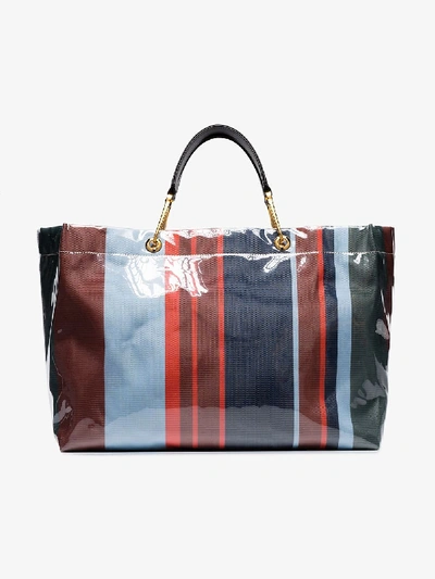 Shop Marni Large Glossy Grip Tote Bag In Blue