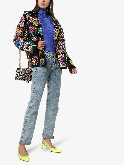 Shop Ashish Patchwork Crochet Biker Jacket In Multicolour