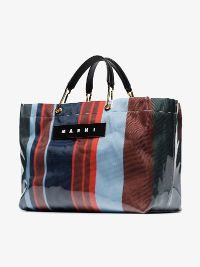 Shop Marni Large Glossy Grip Tote Bag In Blue