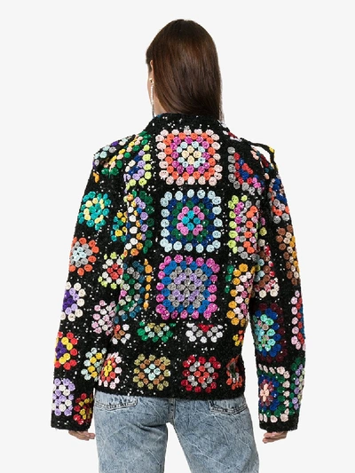 Shop Ashish Patchwork Crochet Biker Jacket In Multicolour