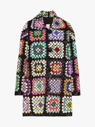 Shop Ashish Patchwork Crochet A-line Coat In Multicolour