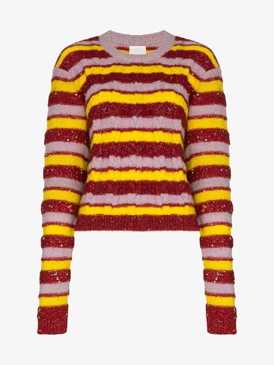 Shop Ashish Glitter Striped Sweater In Multicolour