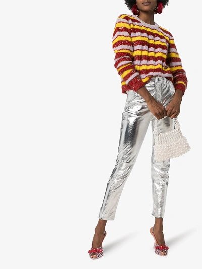 Shop Ashish Glitter Striped Sweater In Multicolour