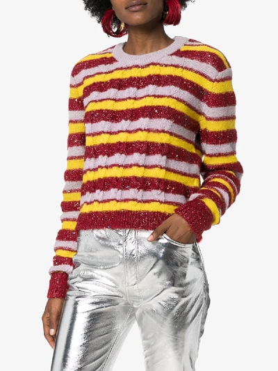Shop Ashish Glitter Striped Sweater In Multicolour