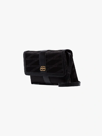 Shop Balenciaga Black Shift Medium Monogram Cross Body Bag