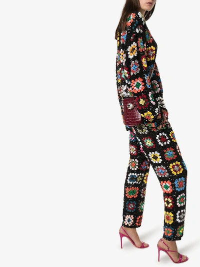 Shop Ashish Patchwork Crochet Trousers In Multicolour
