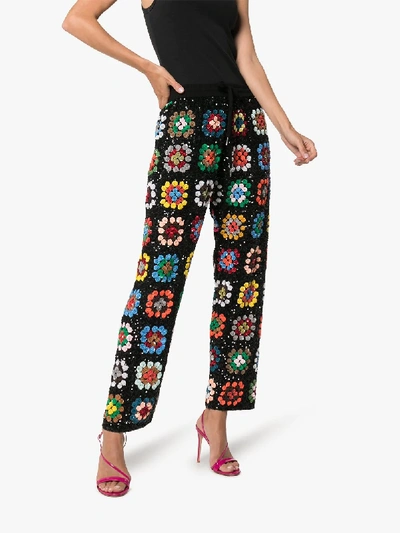 Shop Ashish Patchwork Crochet Trousers In Multicolour