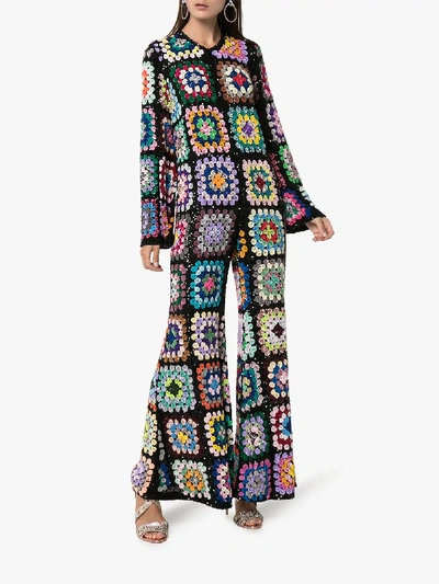 Shop Ashish Sequin Crochet Jumpsuit In Multicolour