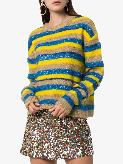 Shop Ashish Glitter Striped Sweater In Multicolour