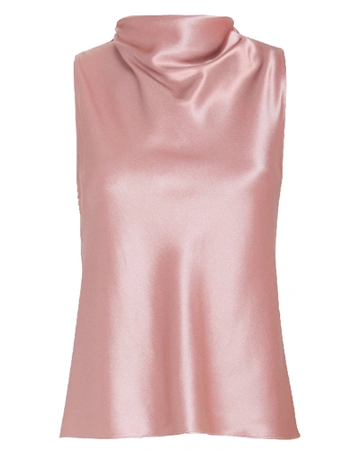 Shop Cushnie Silk High Neck Draped Blouse In Blush
