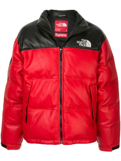 Supreme Tnf Nupste Jacket In Red