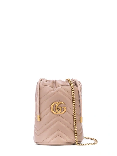 Shop Gucci Gg Marmont Mini Bucket Bag - Neutrals
