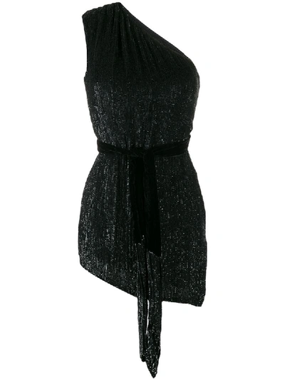 Shop Retroféte One-shoulder Asymmetric Dress In Black