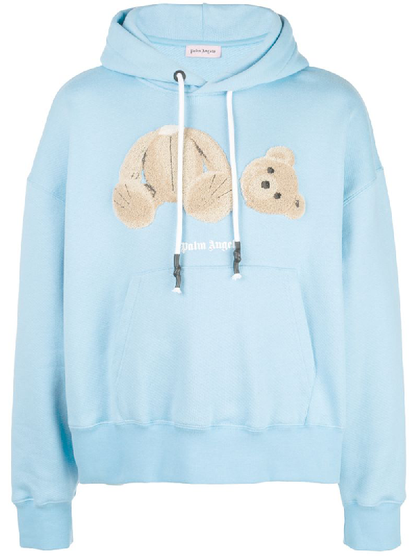palm angels blue teddy bear hoodie