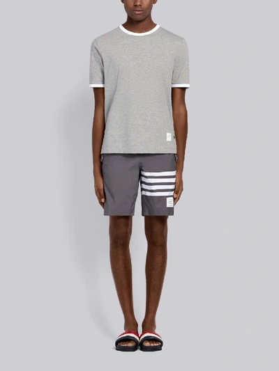 Shop Thom Browne Medium Grey Swim Tech Woven 4-bar Swim Short