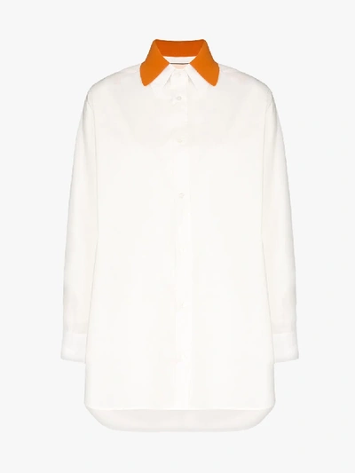 Shop Plan C Contrast Collar Shirt In White