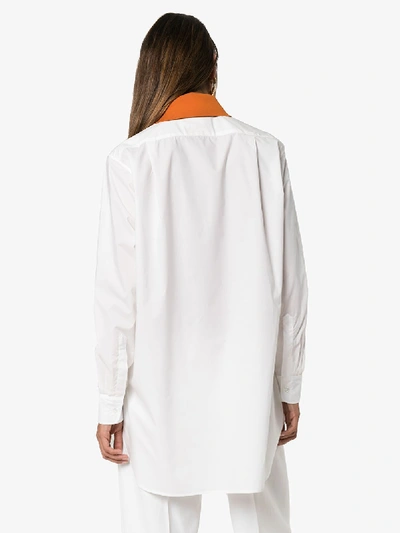 Shop Plan C Contrast Collar Shirt In White