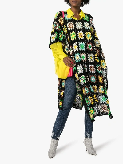 Shop Ashish Sequin Crochet Poncho In Multicolour