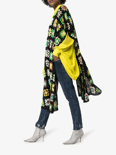 Shop Ashish Sequin Crochet Poncho In Multicolour