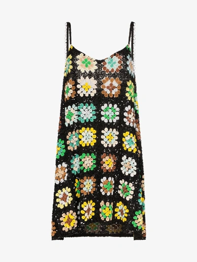 Shop Ashish Sequin Crochet Mini Dress In Multicolour