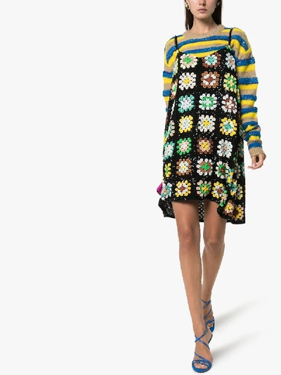 Shop Ashish Sequin Crochet Mini Dress In Multicolour