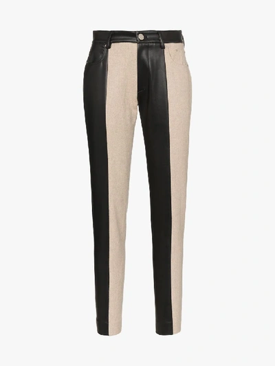 Shop Blindness Striped Faux Leather Trousers In Black