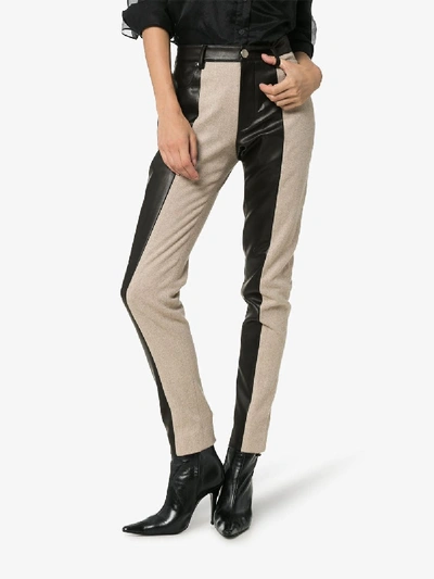 Shop Blindness Striped Faux Leather Trousers In Black