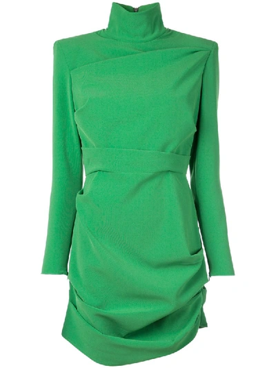 ALEX PERRY RUCHED PIERCE MINI DRESS - 绿色