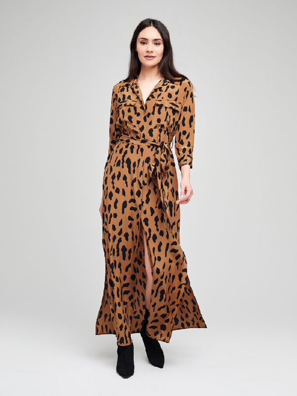 long animal print shirt dress
