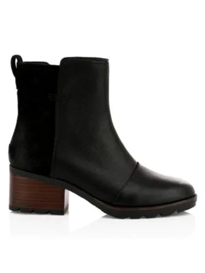 Shop Sorel Cate Waterproof Leather Booties In Black